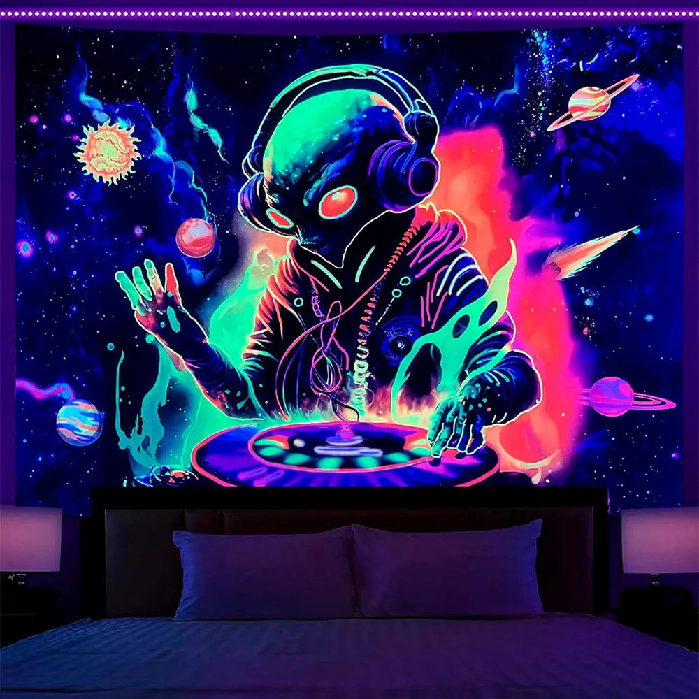 UV Reactive Black Light Alien Tapestry Collection