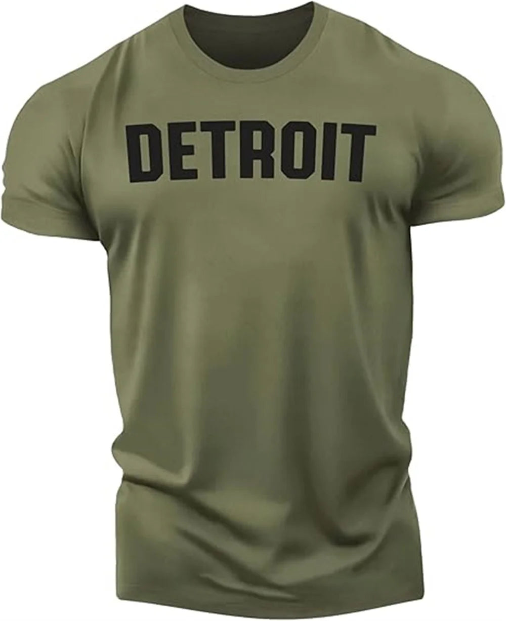 Men's T-shirt Simple Detroit Letter Print.
