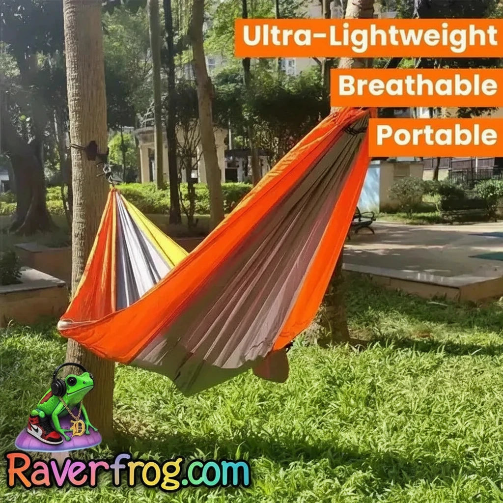Outdoor Portable Camping Hammock. Anti-Roll over, breathable fabric - Double Hammock