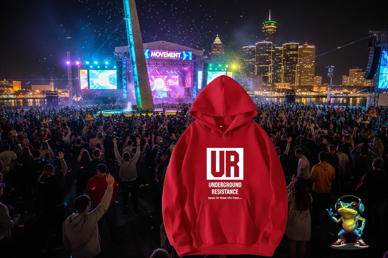 **JEFF MILS** Detroit Exclusive. Underground Resistance - Detroit Techno Pioneers. Jeff Mills and Robert Hood Exclusive Hoodie.