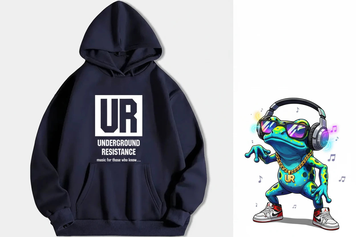 **JEFF MILS** Detroit Exclusive. Underground Resistance - Detroit Techno Pioneers. Jeff Mills and Robert Hood Exclusive Hoodie.