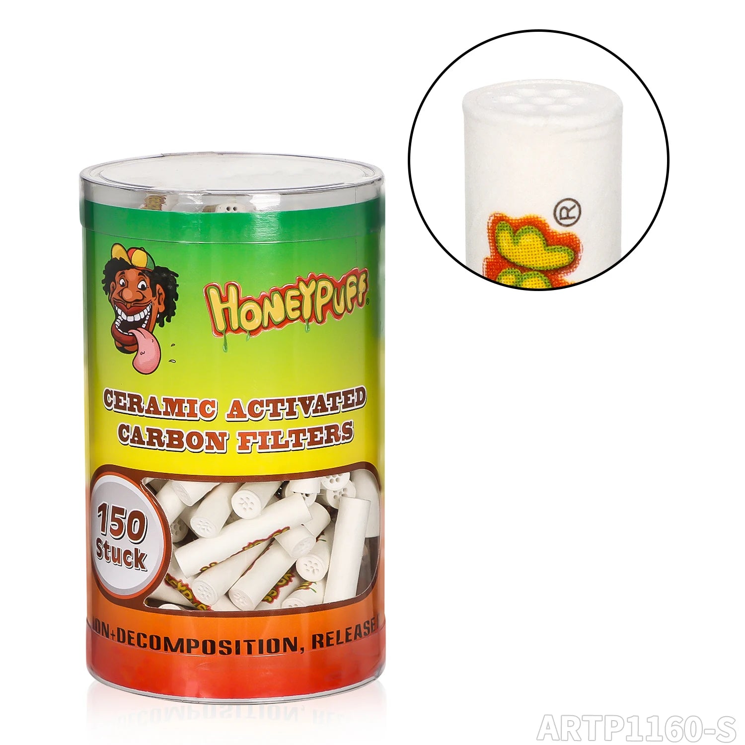 HONEYPUFF BULK 150pcs 6mm Ceramic Activated Carbon Smoking Filter Tips