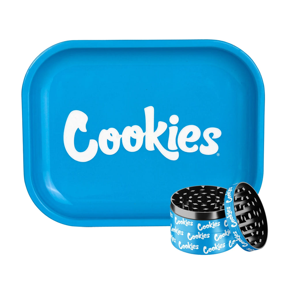 COOKIES BRAND Stainless Steel Rolling Tray and Diamond-Cut Herb Grinder.  Separate or Combo Purchases Available.