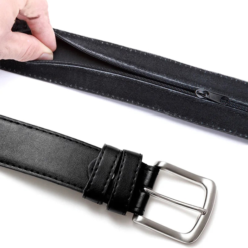 Hidden Stash Belt sizes 28-42waist. Anti Theft Belt. Genuine Leather. Notched sizing allows perfect fit.