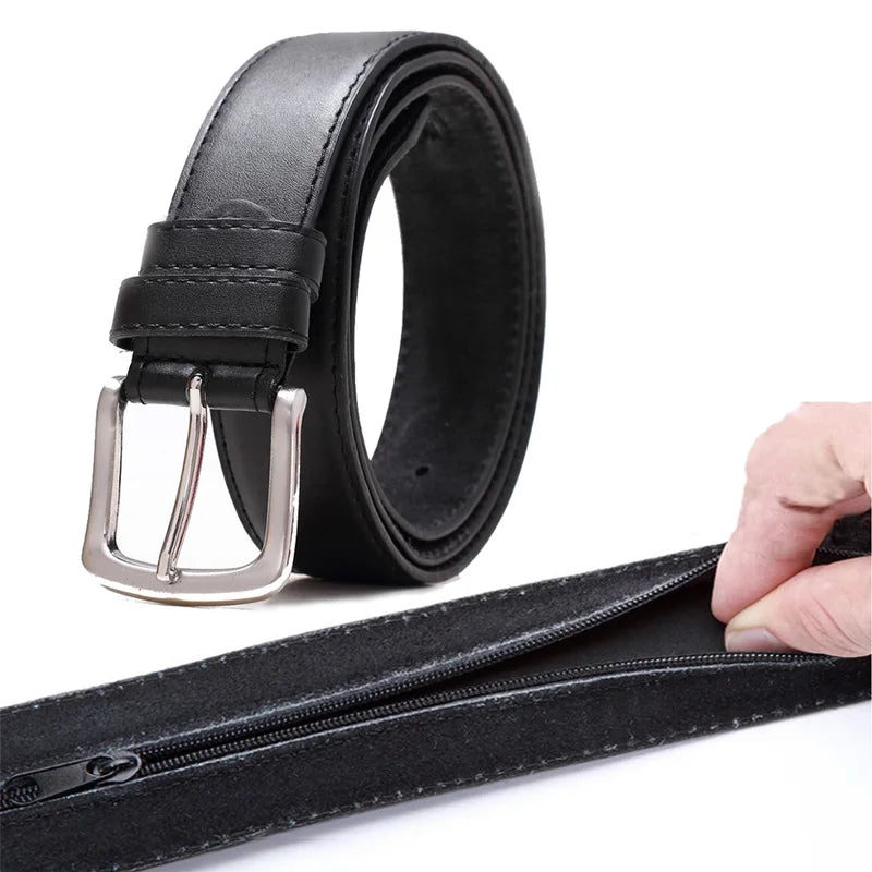 Hidden Stash Belt sizes 28-42waist. Anti Theft Belt. Genuine Leather. Notched sizing allows perfect fit.