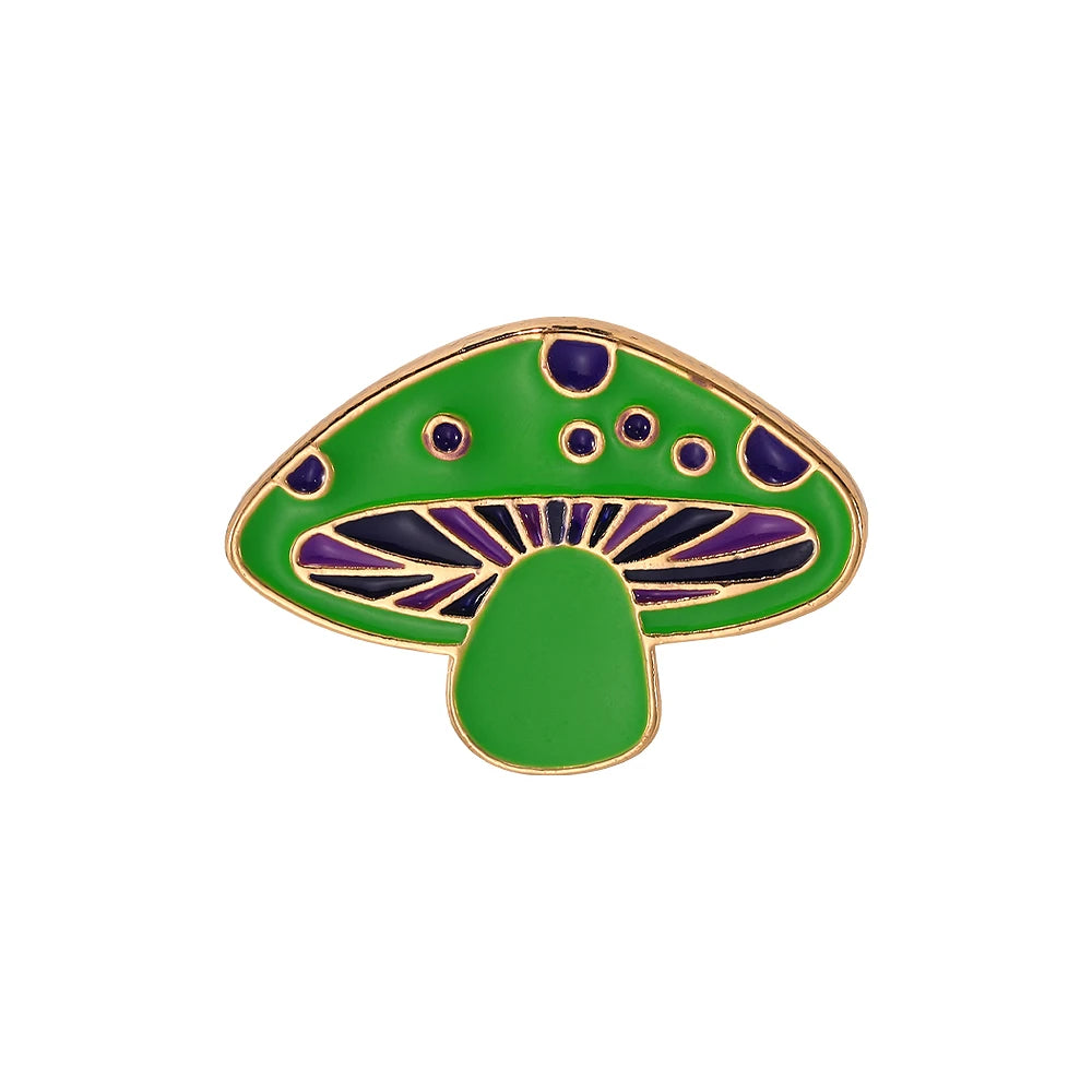 Mushroom Enamel Festival Pins.  Drip Pins