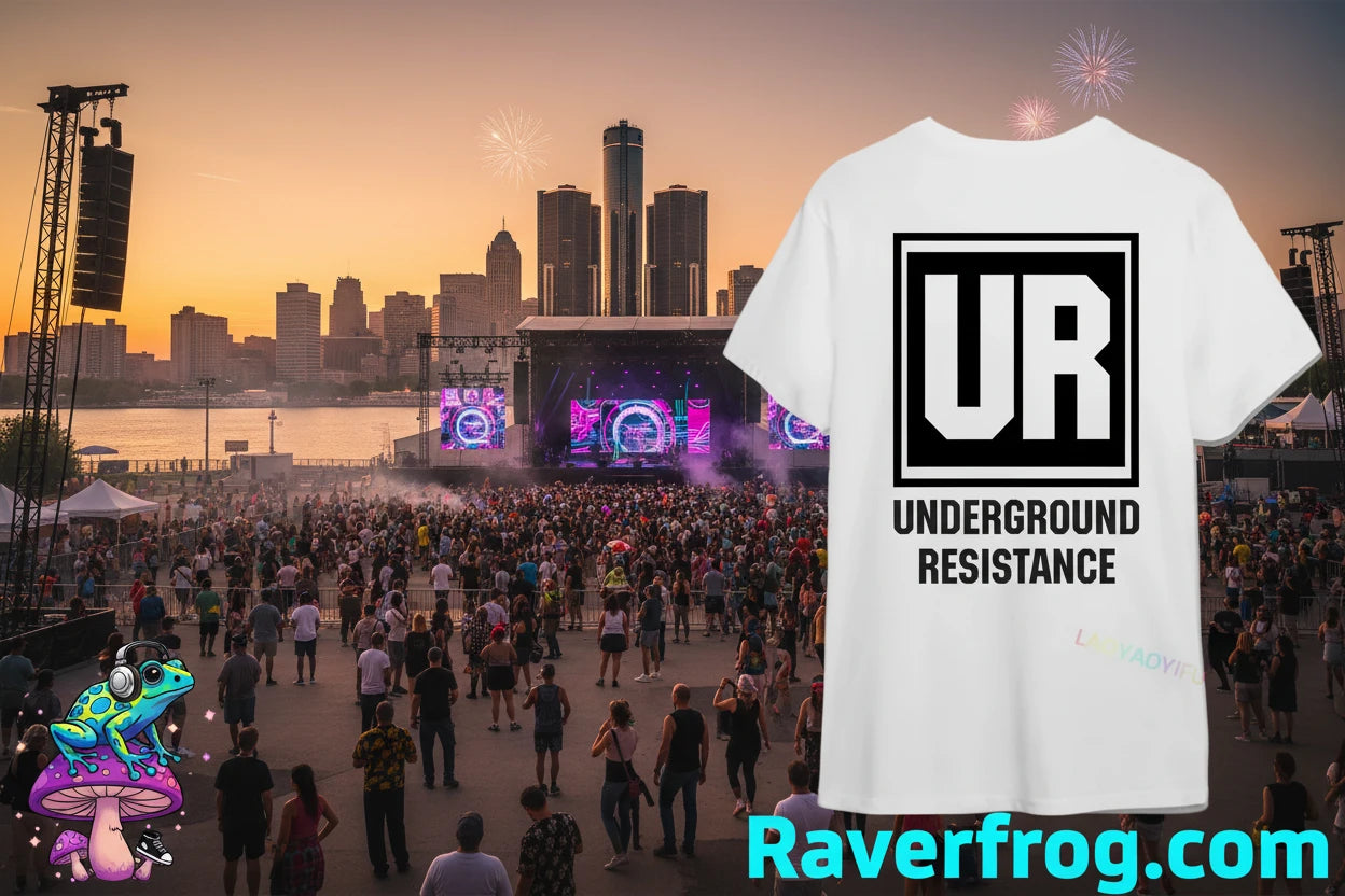 **JEFF MILS** Detroit Exclusive. Underground Resistance - Detroit Techno Pioneers. Jeff Mills and Robert Hood Exclusive T-Shirt.  Matching Hoodie Available.