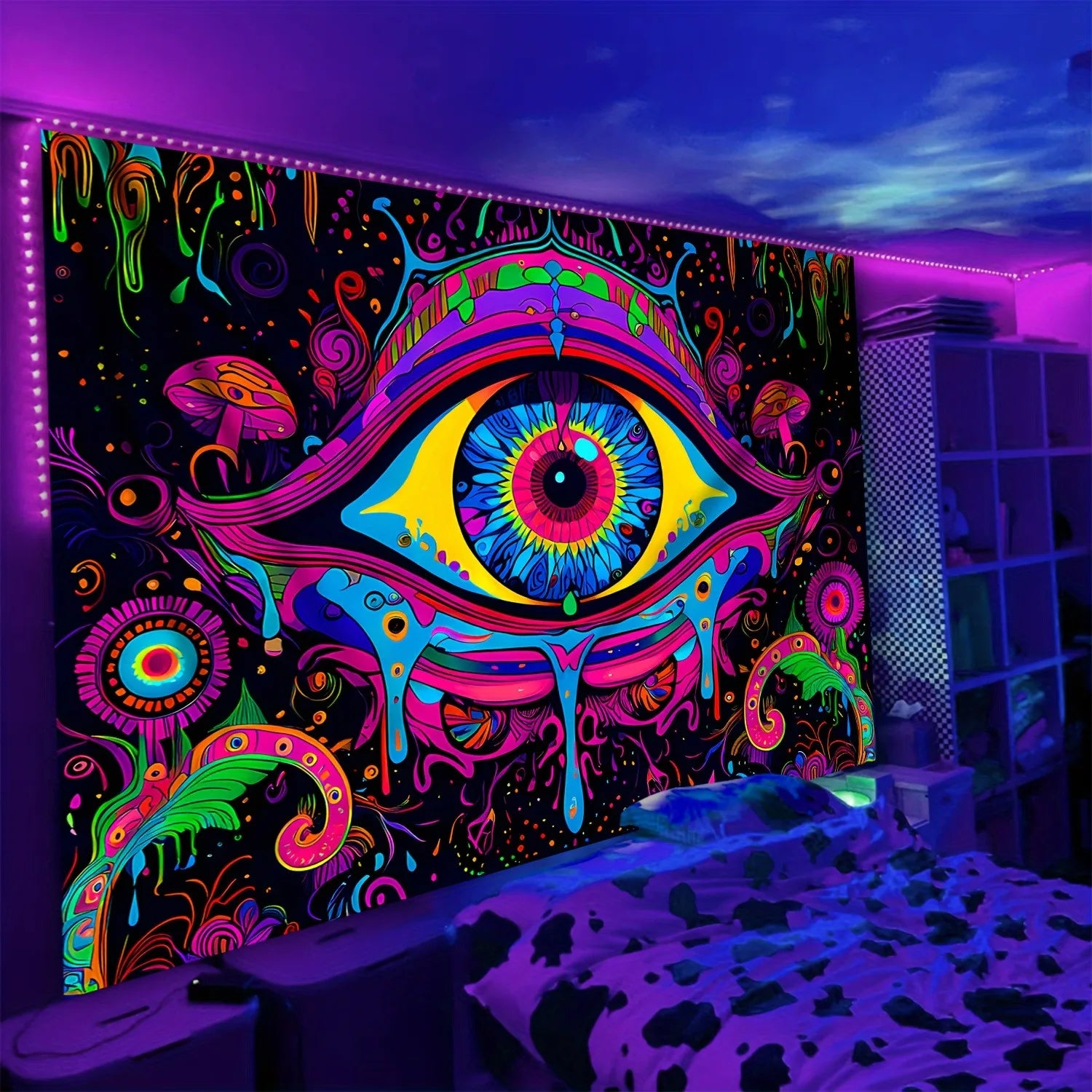 Giant Eye Psychedelic UV Tapestry.