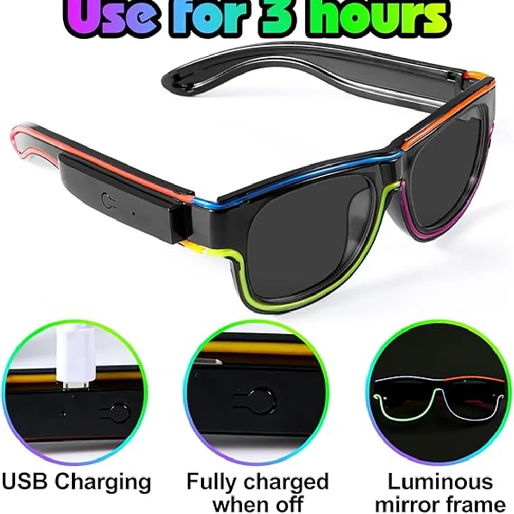 Raverfrog Wireless LED luminous rechargeable sunglasses.  No cords!