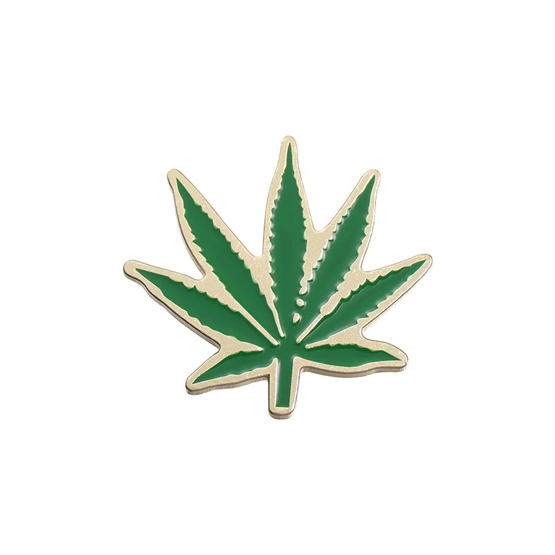 Marijuana Leaves Enamel Drip Pin.