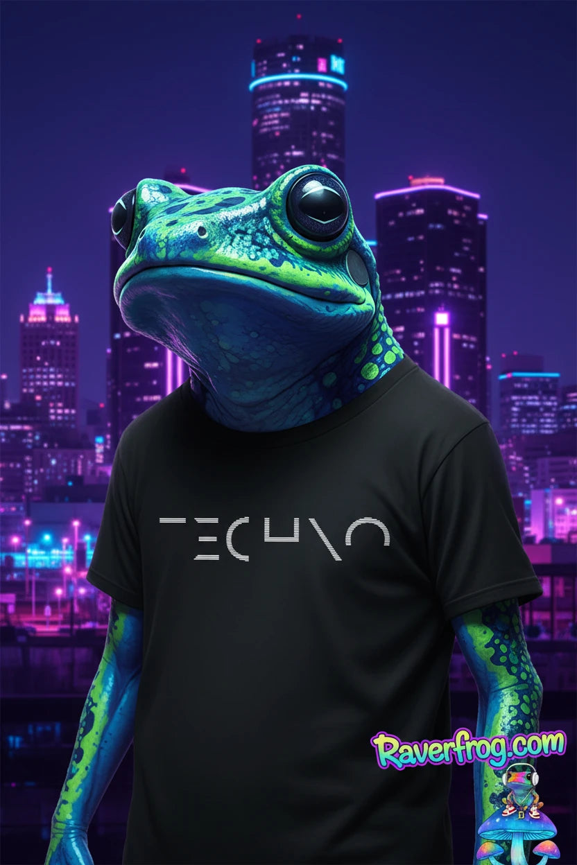 Techno Music Minimalist T-Shirt.  Born in Detroit - Raised by the Streets.