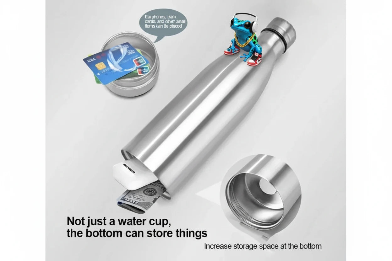 Premium Secret Hidden Safe Steel Water Bottle Stash. Hydrate and Stash. Real water bottle + Stash. Fool Proof.