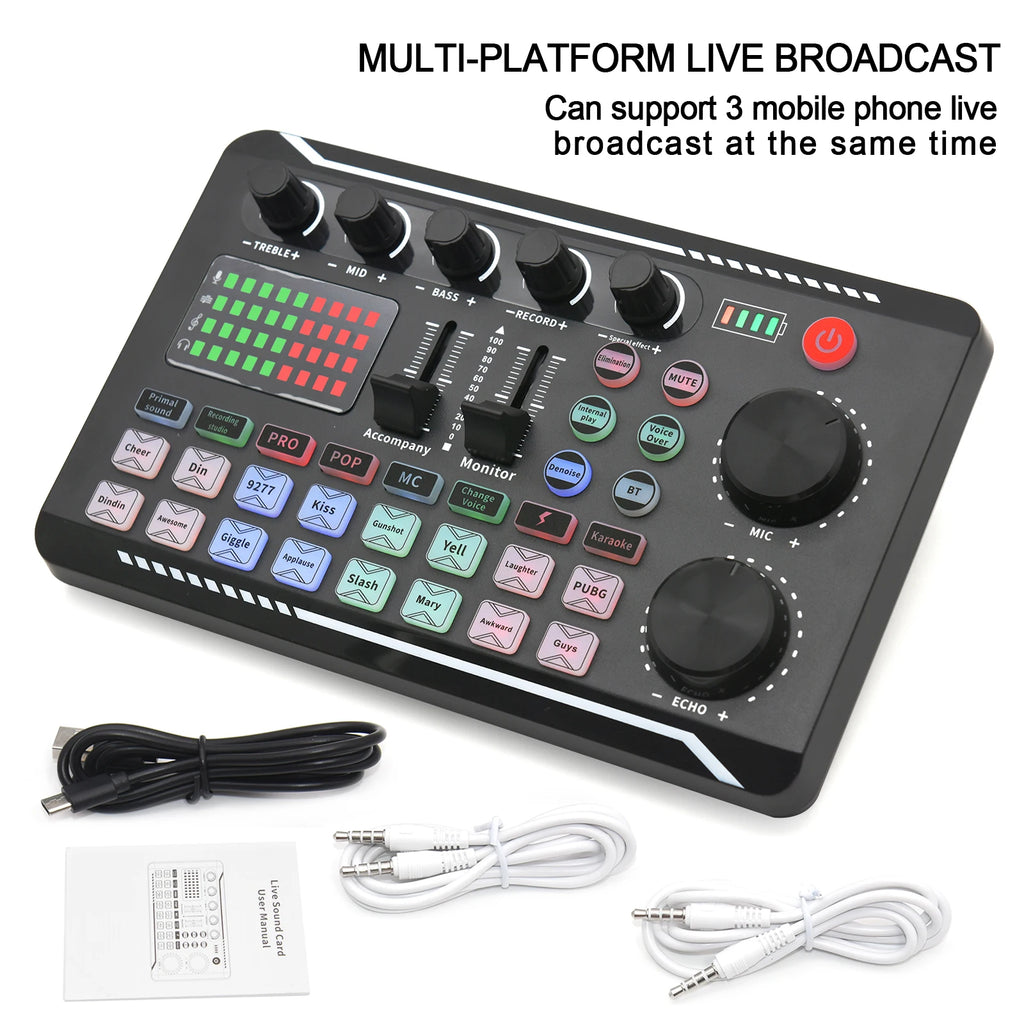 DJ Equipment Microphone + Sound Card Console.
