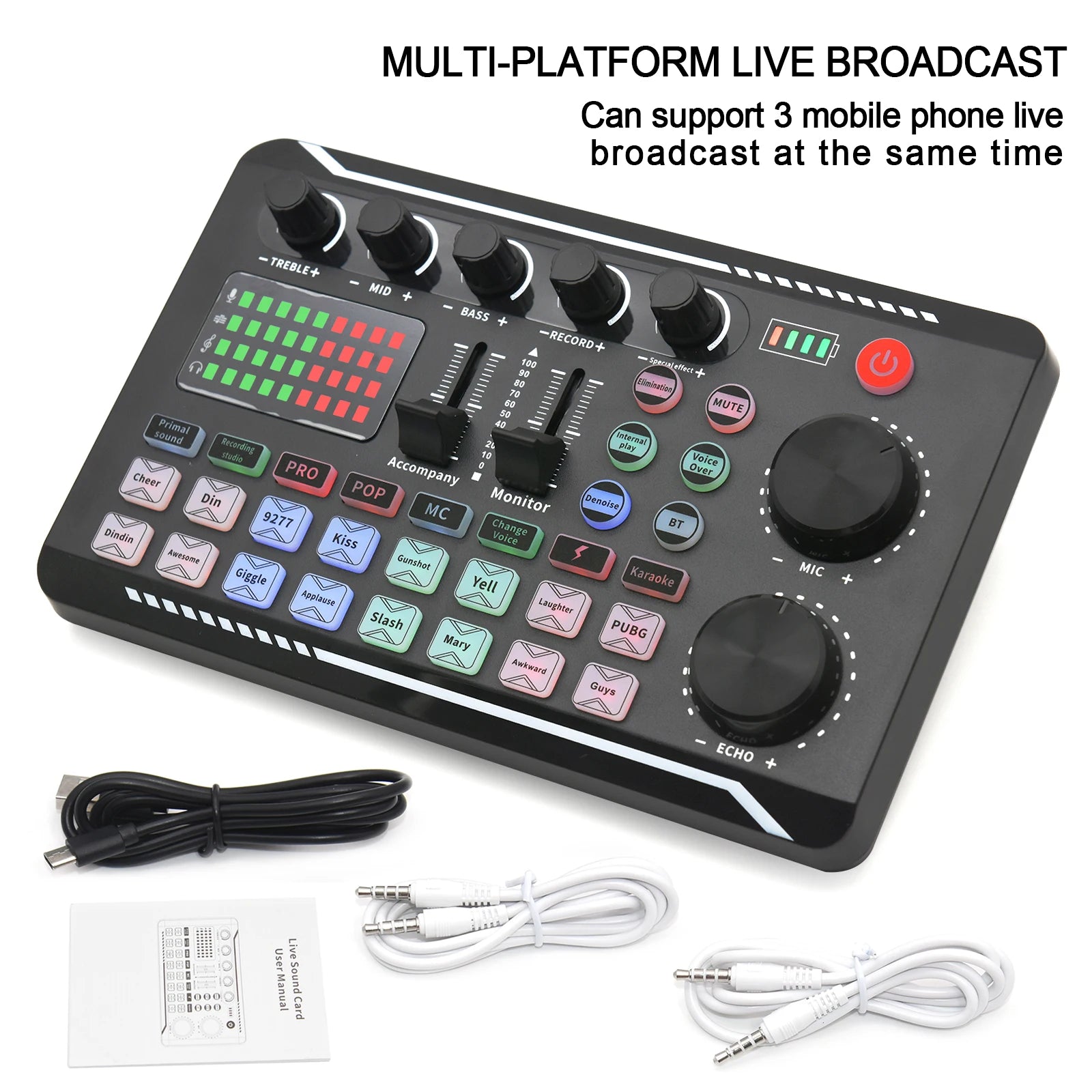 DJ Equipment Microphone + Sound Card Console.