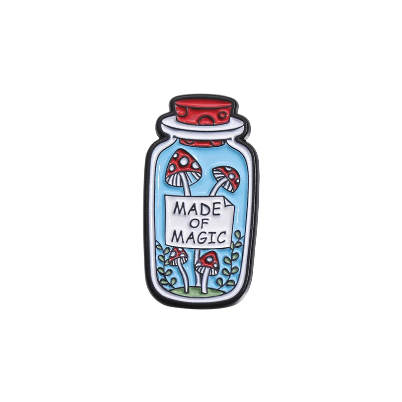 Mushrooms In A Bottle Enamel Festival  Pins
