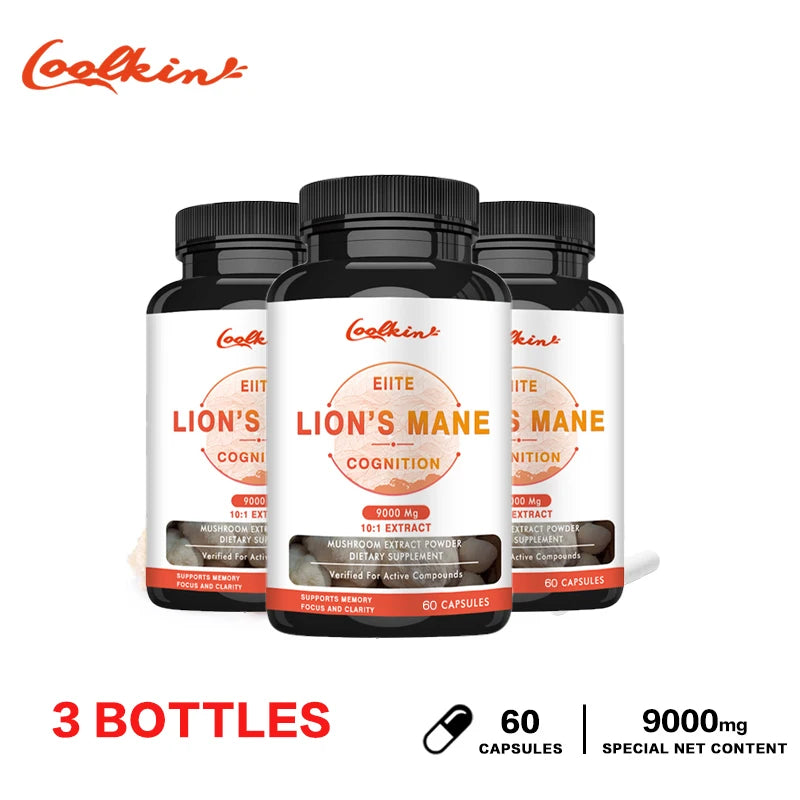 Lion's Mane Mushroom Capsules - Improves Brain Function, Improves Memory and Concentration, and Relieves Stress