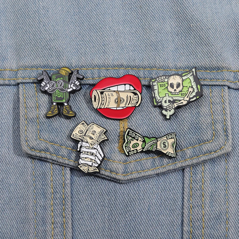Ca$h Money Enamel Festival Pin Collection.  20 Unique Designs to choose from.