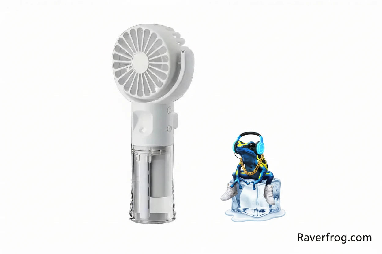 Portable Water Mist Fan Mini Handheld. USB Charging / Recharging. 4 Speeds. Hangs from Neck.  9 hour Battery.
