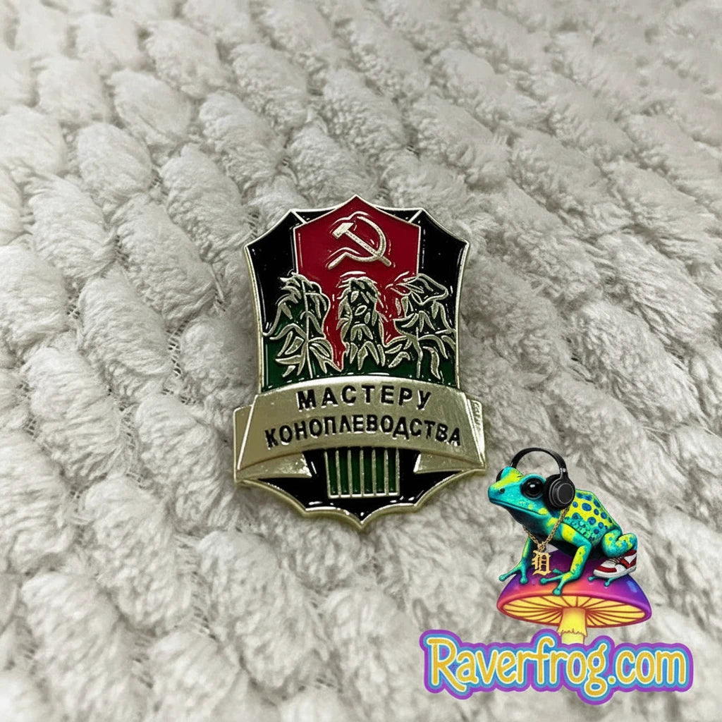 Marijuana Farmer Master Grower USSR Soviet Russian Enamel Festival Pin