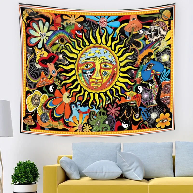 Psychedelic Trippy Sublime Sun Tapestry and many other Solar themed choices.