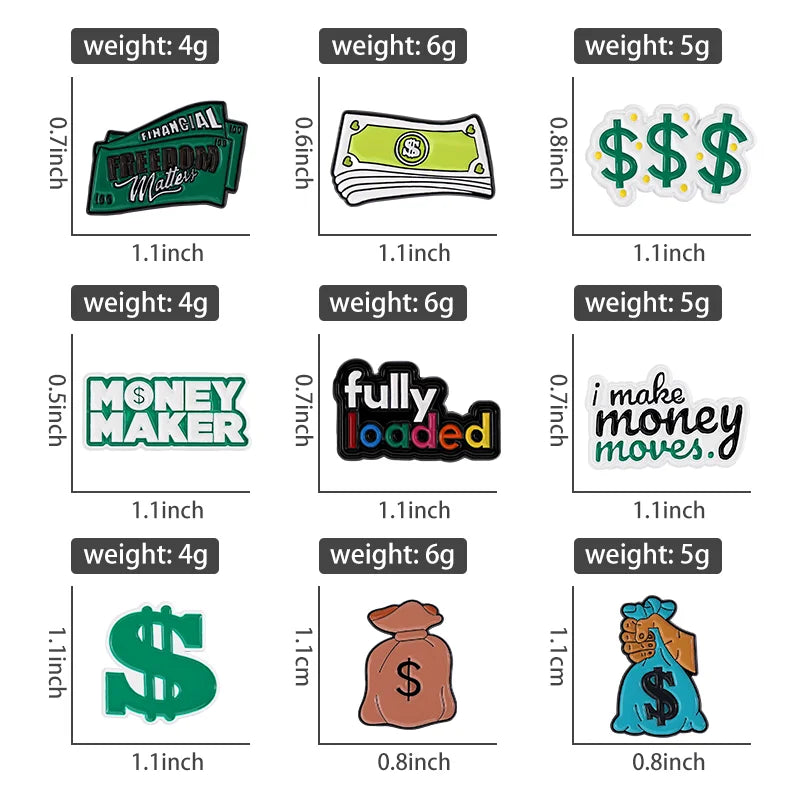 Ca$h Money Enamel Festival Pin Collection.  20 Unique Designs to choose from.