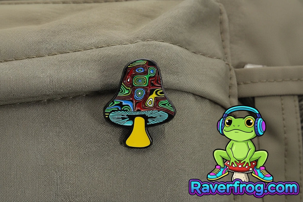 Psychedelic Mushrooms Enamel Pin. Drip Pin.