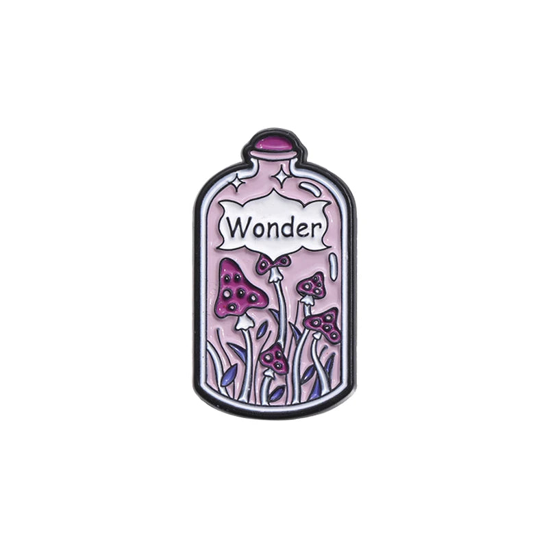 Mushrooms In A Bottle Enamel Festival  Pins