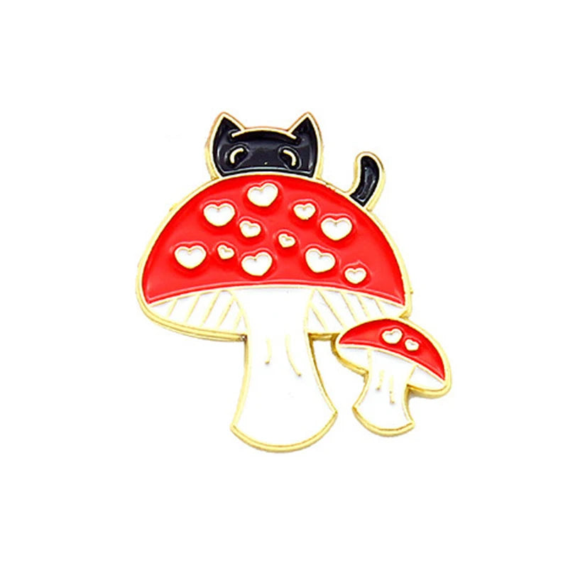 Cute R.F. Mushroom and Frog Home Enamel Pins