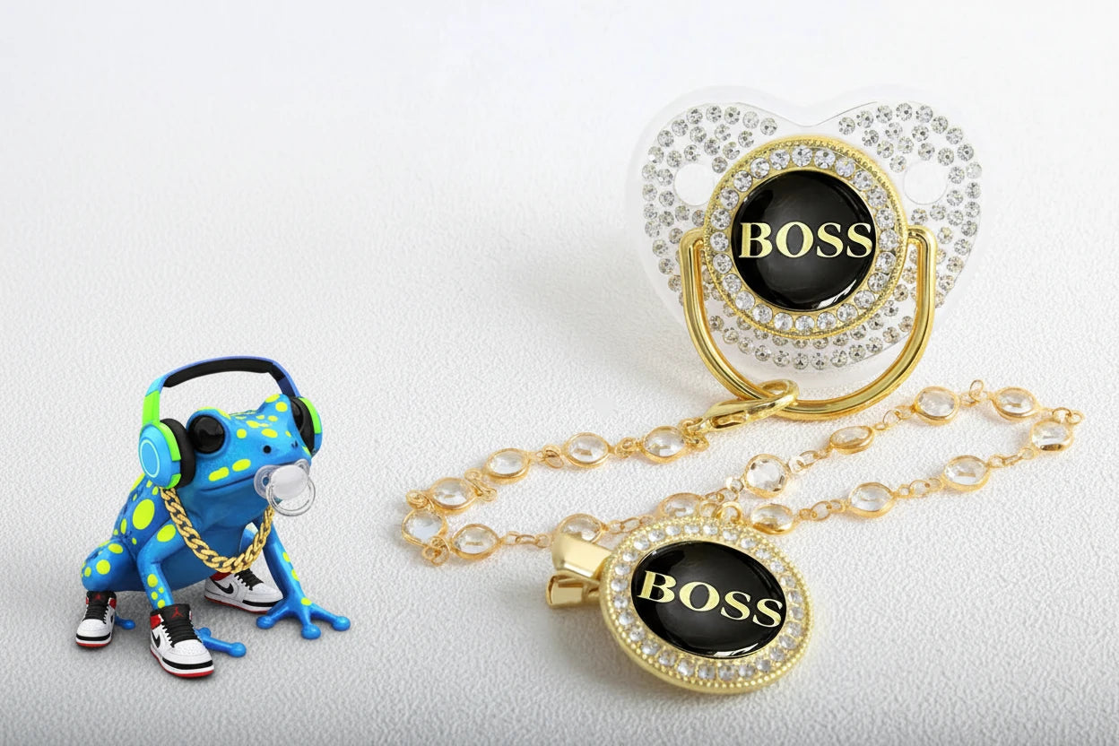 Boss Bling Papa Pacifier.  Boss Binky.  Food Grade Silicone.