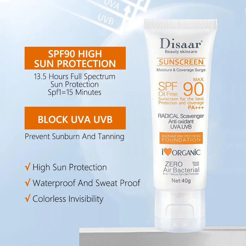 Premium Facial Sunscreen Cream. Skin Protective Solar Sunblock. SPF 90+