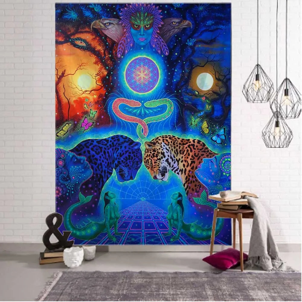 Animalistic DMT Dreams Tapestry Collection.    Variety of design choices.  Great Quality.