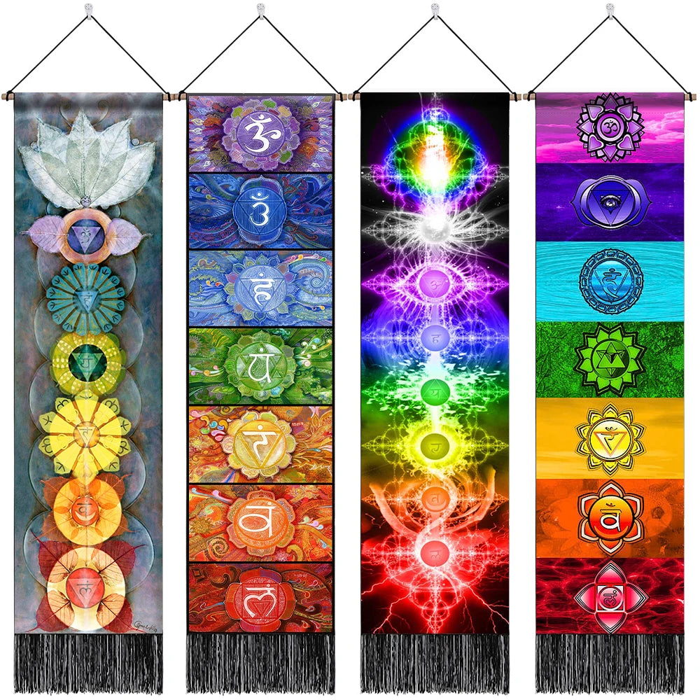 Seven Chakra Skinny Wall Tapestry Collection