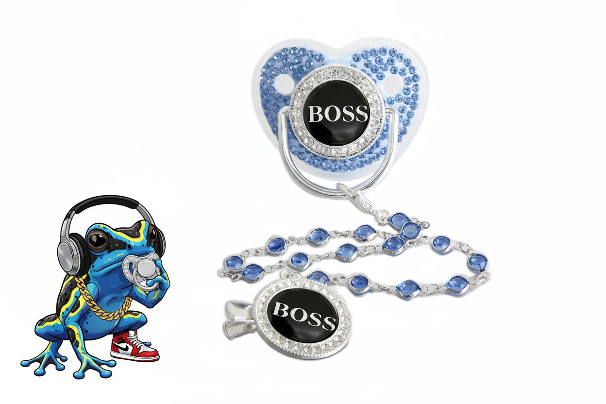 Boss Bling Papa Pacifier.  Boss Binky.  Food Grade Silicone.