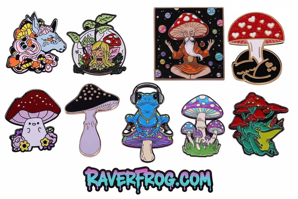 Mushrooms and Magical Forest Enamel Drip Pin Collection.