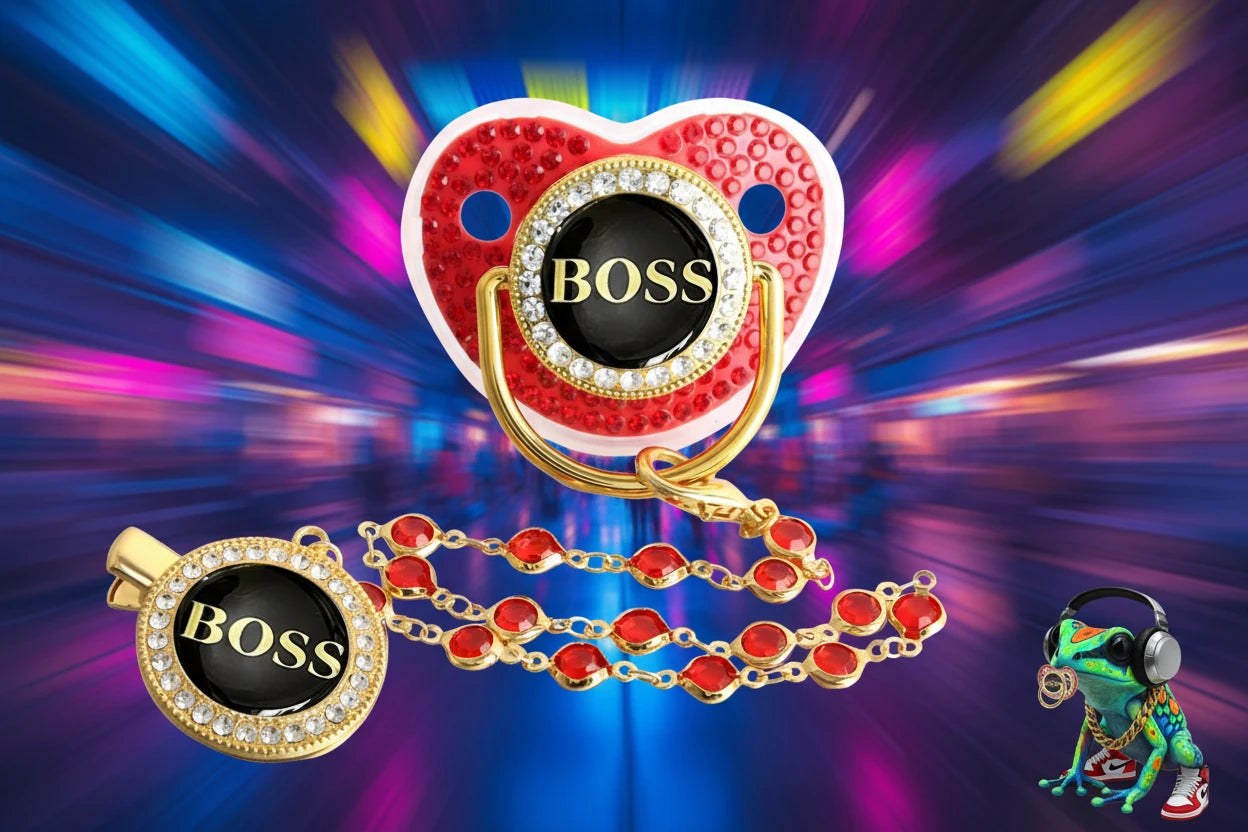Boss Bling Papa Pacifier.  Boss Binky.  Food Grade Silicone.