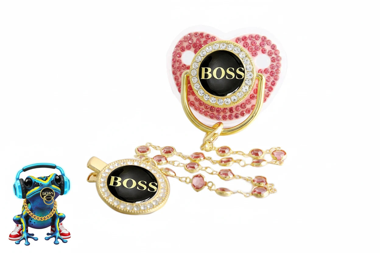 Boss Bling Papa Pacifier.  Boss Binky.  Food Grade Silicone.