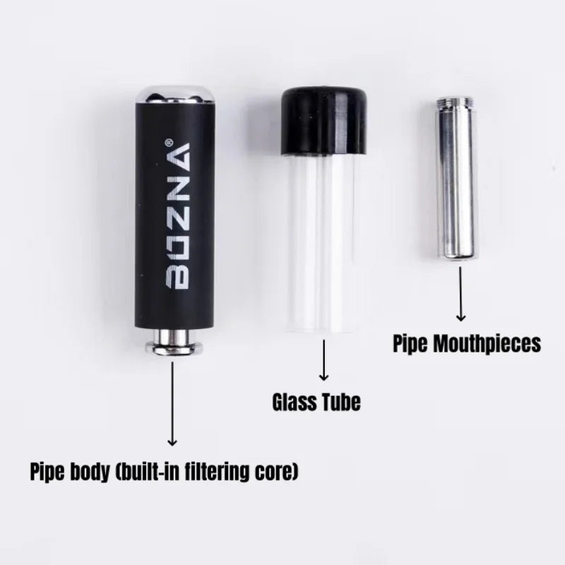 5-Level Adjustable Metal Pipe with Glass Tube | Reusable EDG Dry Burn Pipe with filter | Load a few grams and go.  Pack and push 5 different levels of Herb to the front.  Pushes Ashes out and pushes new green to the front.  Festival Must Have! 💨Anything!