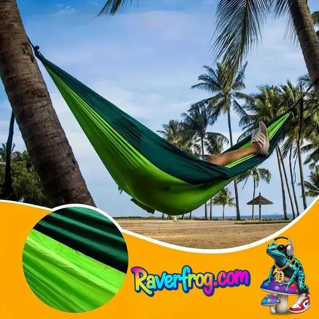 Outdoor Portable Camping Hammock. Anti-Roll over, breathable fabric - Double Hammock