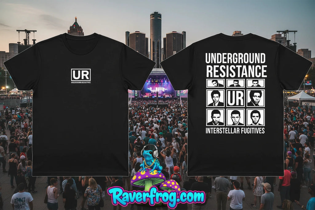 **JEFF MILS** Detroit Exclusive. Underground Resistance - Detroit Techno Pioneers. Jeff Mills and Robert Hood Exclusive T-Shirt.  Matching Hoodie Available.