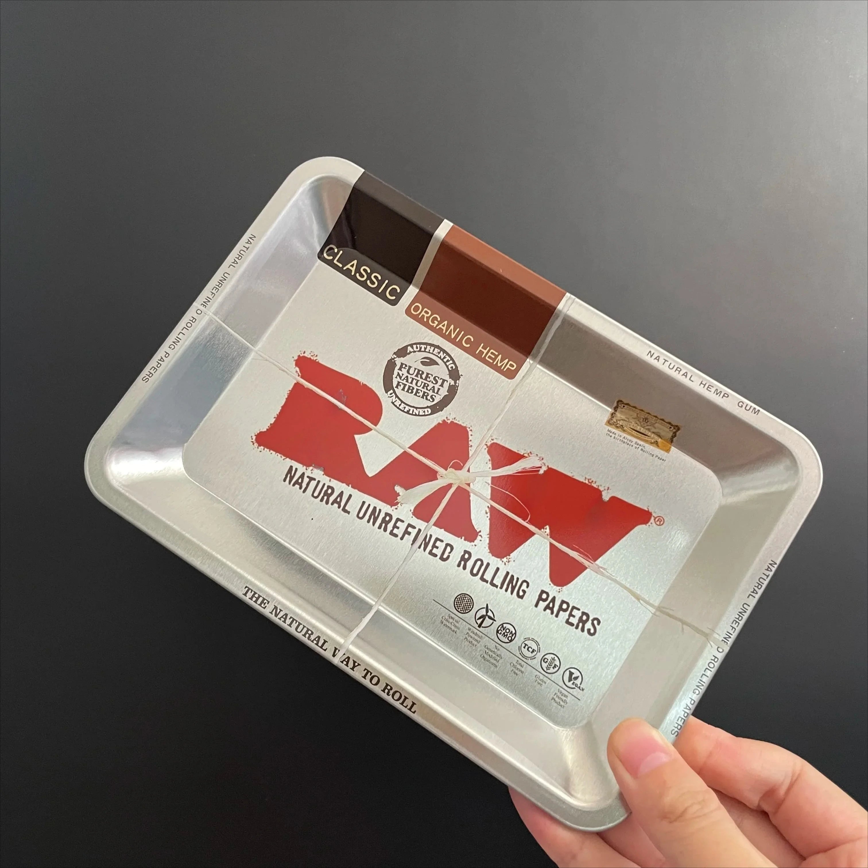RAW Brand - Light-Weight / High-Strength Stainless Steel - Medium Sized Rolling Tray.  HD Durable Graphic Print Design.