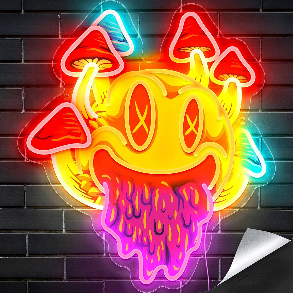 Happy Mushroom Thoughts - High Quality- Unique Neon Sign. Bright and Built to last. Premium Components.