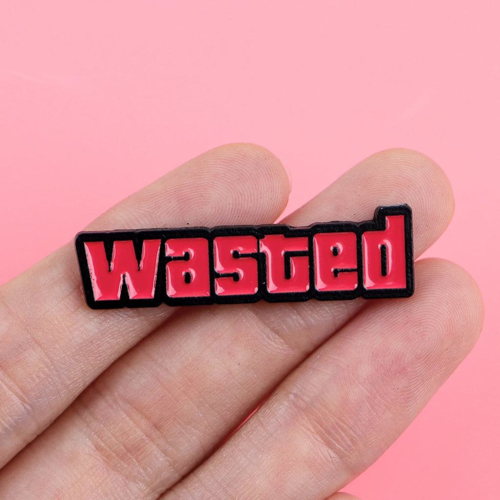 "No Fear" or “Wasted” Enamel Festival Drip Pins