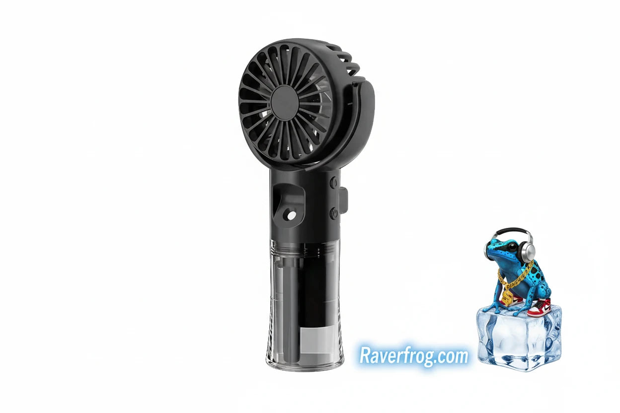 Portable Water Mist Fan Mini Handheld. USB Charging / Recharging. 4 Speeds. Hangs from Neck.  9 hour Battery.