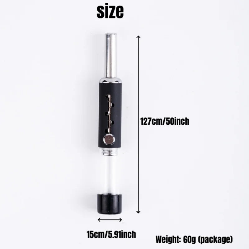 5-Level Adjustable Metal Pipe with Glass Tube | Reusable EDG Dry Burn Pipe with filter | Load a few grams and go.  Pack and push 5 different levels of Herb to the front.  Pushes Ashes out and pushes new green to the front.  Festival Must Have! 💨Anything!