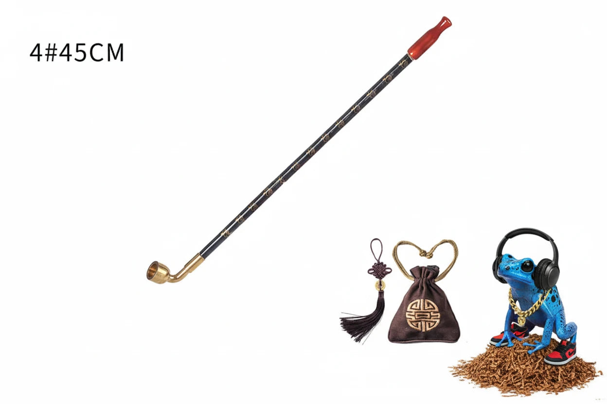 Premium Red Jade Chinese Long Stem Vintage Smoking Pipes With Tobacco bag S/M/L/XL🌸🌺 - Matching Leather Satchel in Raverfrog “Backpacks”