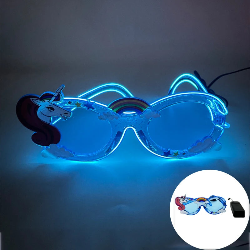1 pcs Holiday Party Glasses Boys Girls Funny Alien Style Frame Eyeglasses Glow Sunglasses Light Up Bar Rave Night