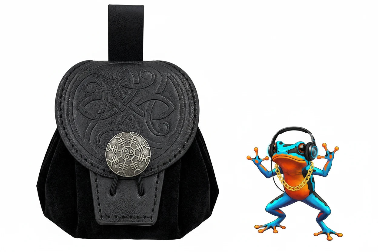 Steampunk Medieval Potion/Goodie/Fairy Dust holding mini satchel. Attaches to belt. Vegan Leather.