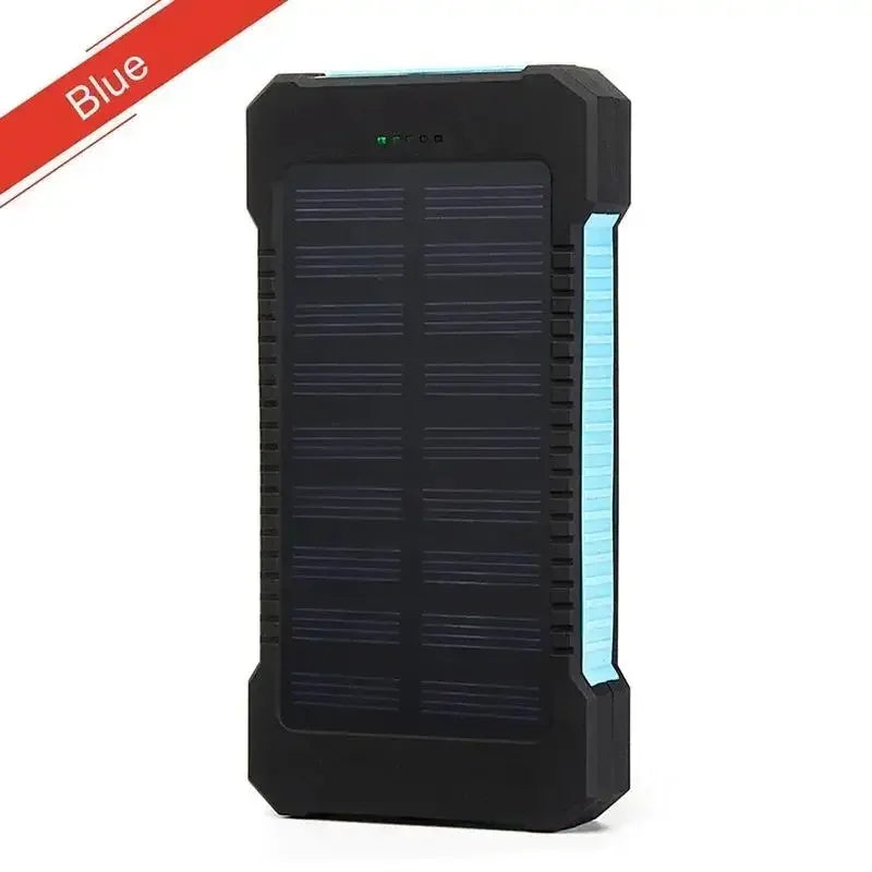 Solar Charging Portable Waterproof Power Bank.  20000 mah Rapid Charging with LED Indicators.  Charge 2 devices! Use the power of our Star to fuel your Festival Needs!