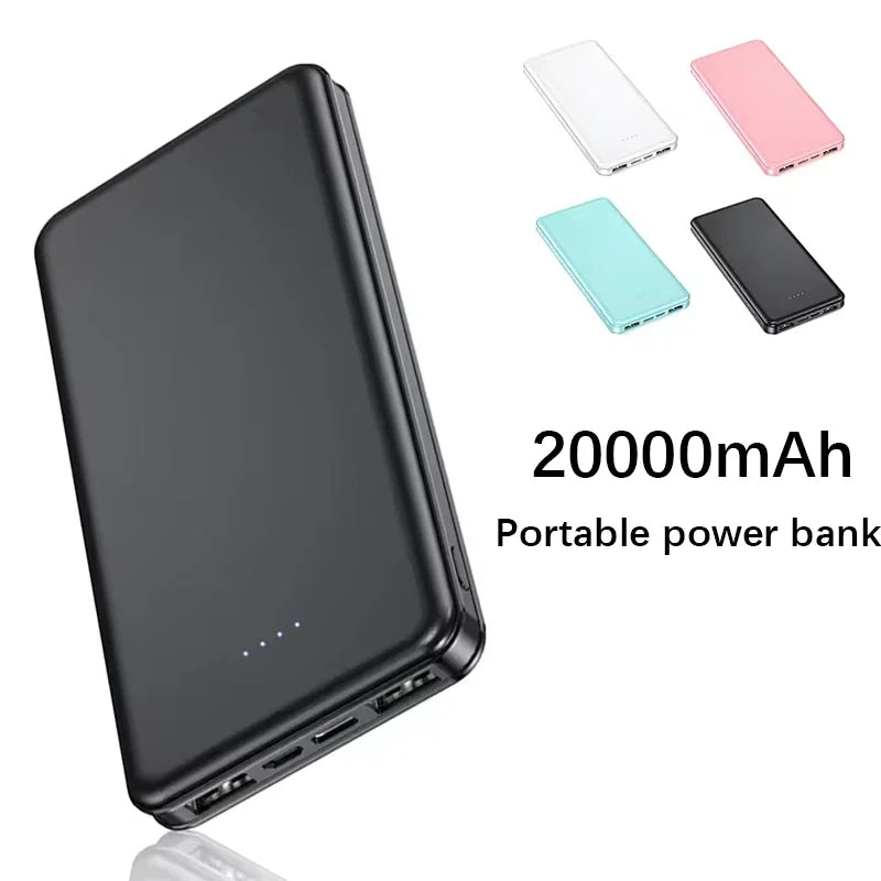 Very Thin. New Portable Power Bank 20000mAh Ultra Large Capacity 10W Super Fast.  USB-C, Micro USB.  2 USB outputs.