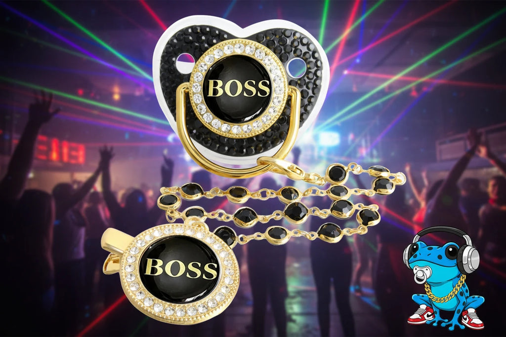 Boss Bling Papa Pacifier.  Boss Binky.  Food Grade Silicone.